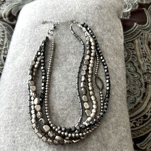 Beautiful sterling and gray tone mix material necklace